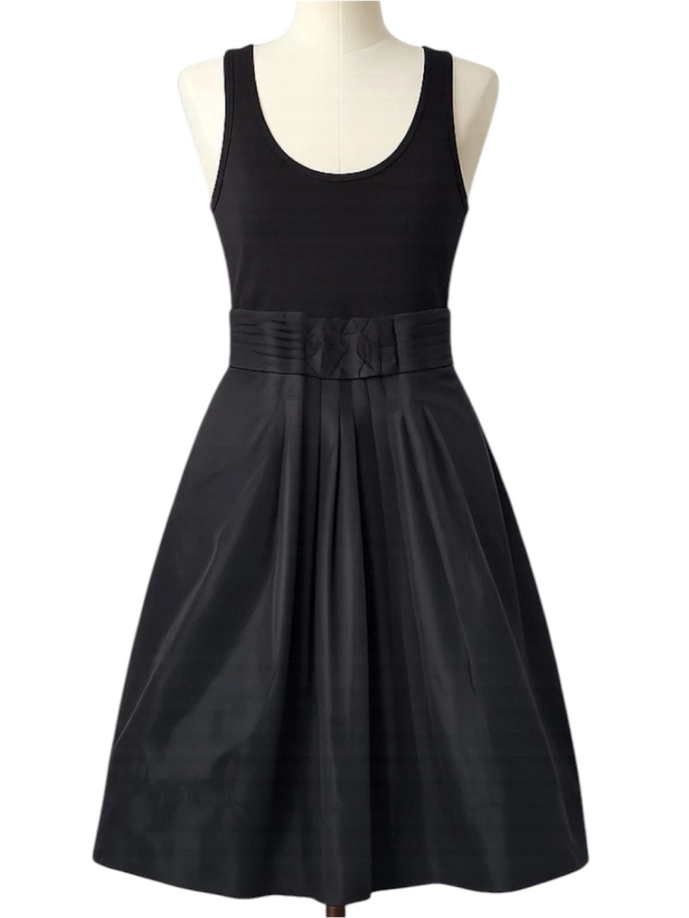 BCBGMaxAzria Black Tank Pleated Taffeta Tulle Dress Size 4 Elegant Preppy event